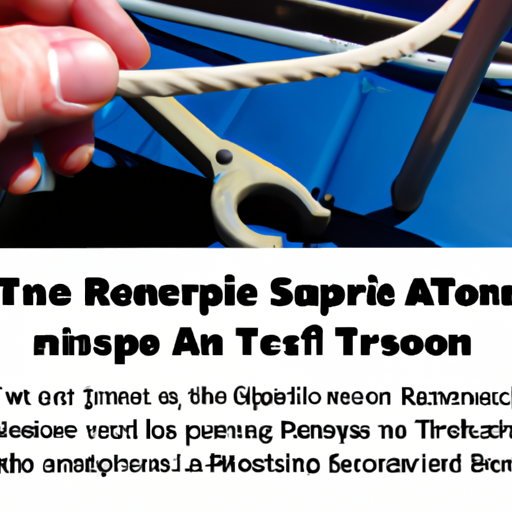 Tropitone Sling Repair: 6 Effortless Secrets for Stunning Patios 4 Tropitone Sling Repair: Close-up of hands expertly performing Tropitone Sling Repair, showing fabric tensioning tools, with a backdrop of a modern patio, high contrast.