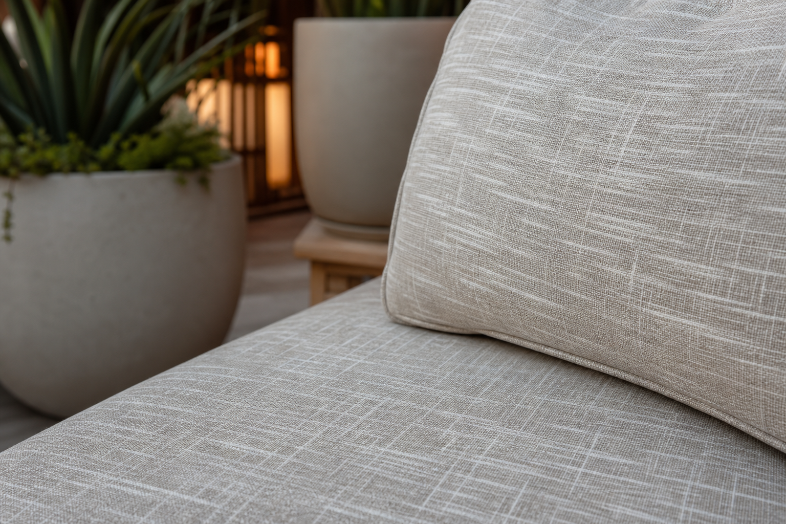 Close-up of Sunbrella Emerge Fabric outdoor cushion texture
