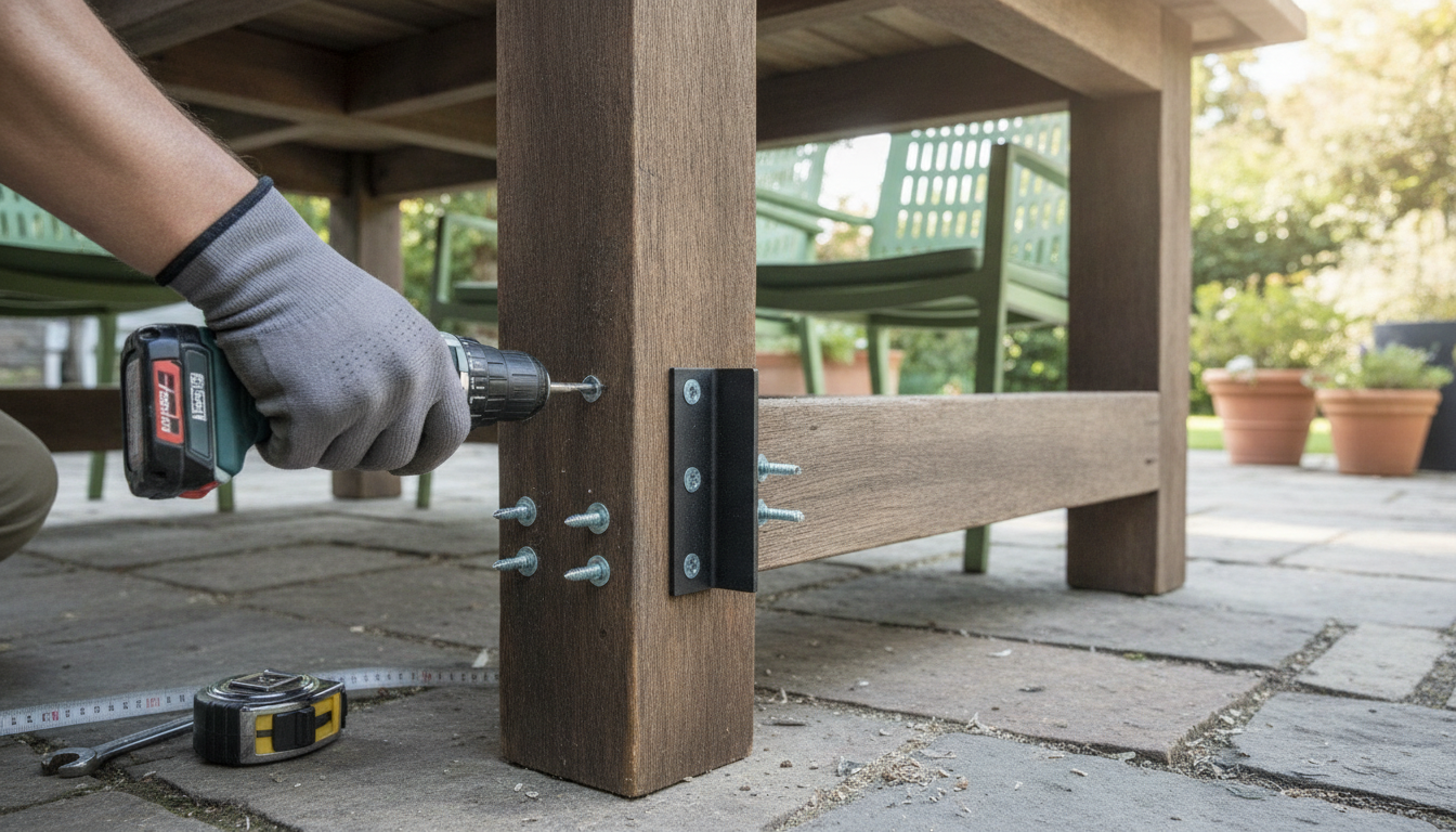 Close-up of hands installing heavy-duty Furniture Bracket Upgrades