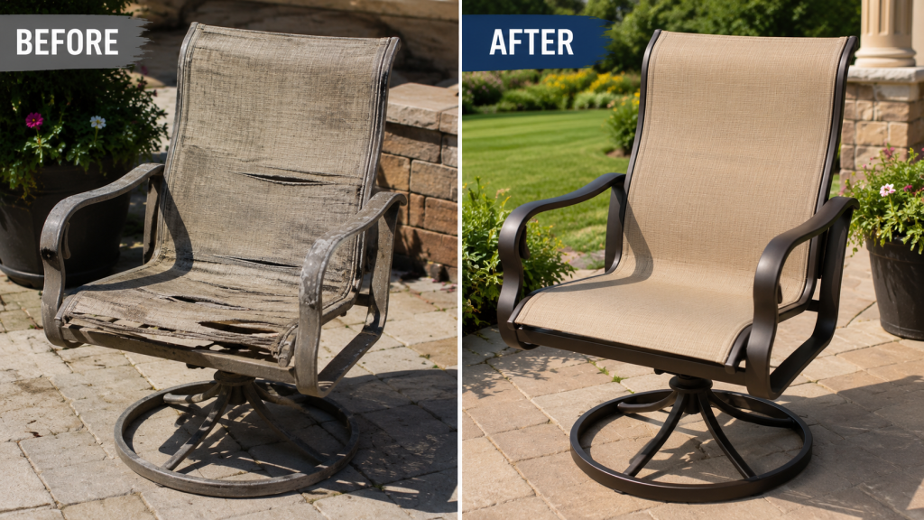 Patio Chair Restoration Before After Results 2 Patio chair restoration before and after