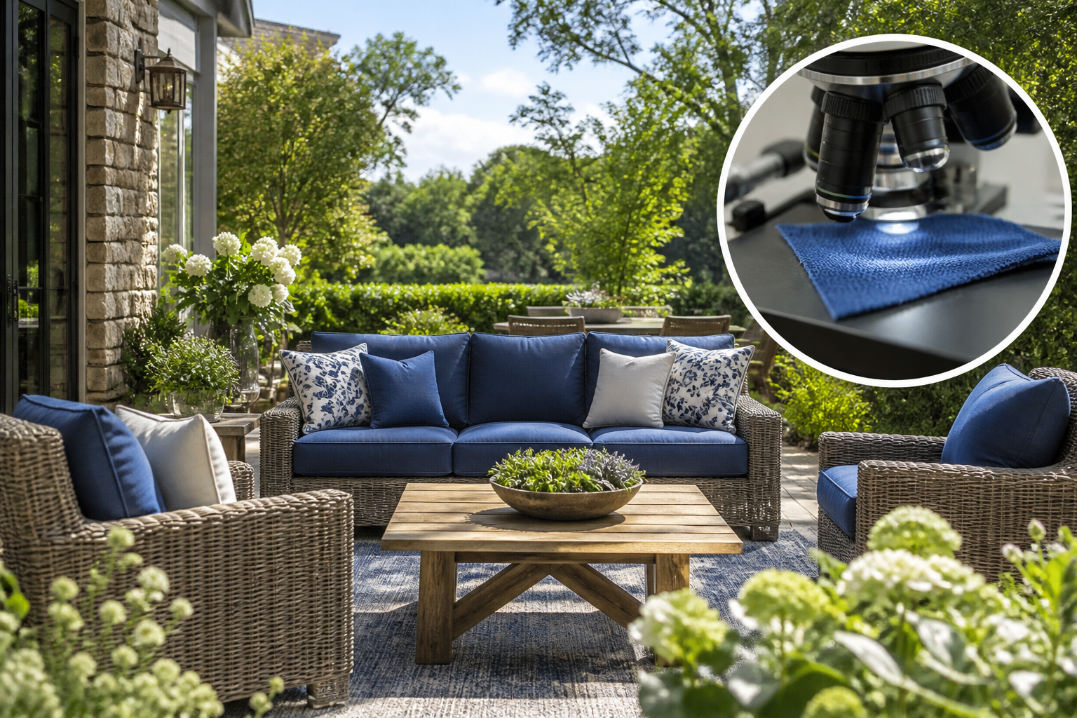 Fabric Sample Testing: 6 Essential Steps for Your... 4 Hand examining a fabric sample on a patio for Fabric Sample Testing